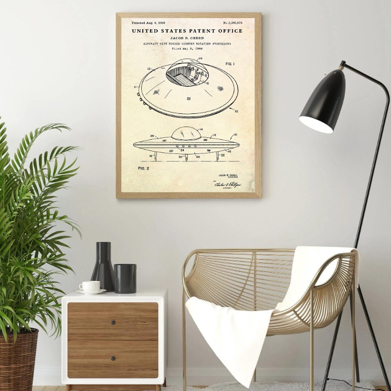 Vintage Flying Saucer UFO Blue - Star Map Poster 评论和价格